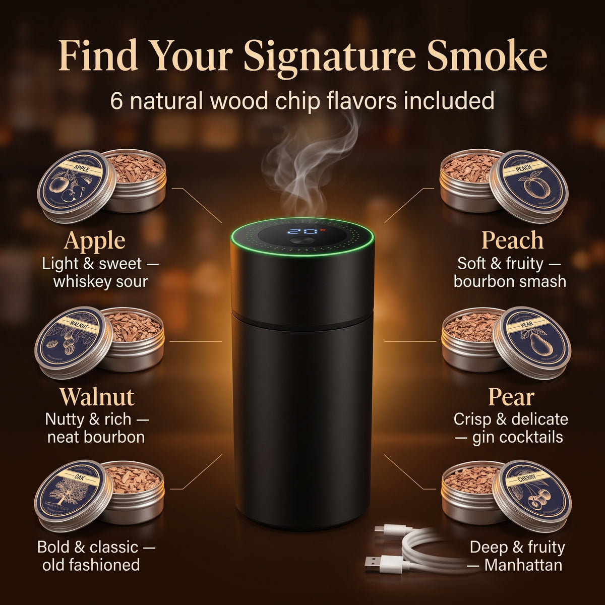 Electric Whiskey Smoker Kit